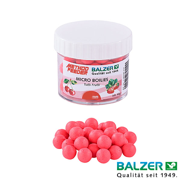 Balzer Method F. Micro Boilies 10mm #Tutti Frutti Rot