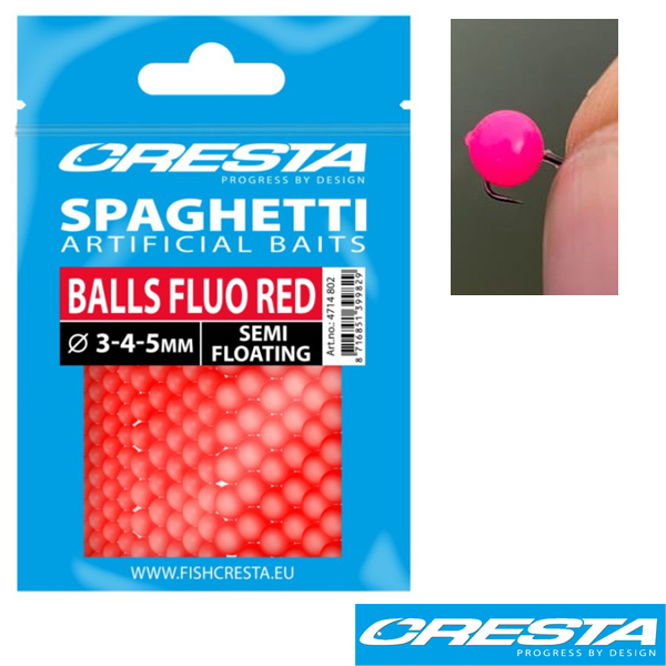 Cresta Spaghetti Balls Fluo Red 3,4,5mm