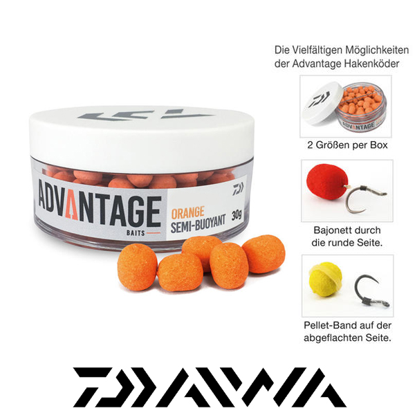 Daiwa Advantage Hakenköder Semi-Buoyant 30g 6/8mm #Orange