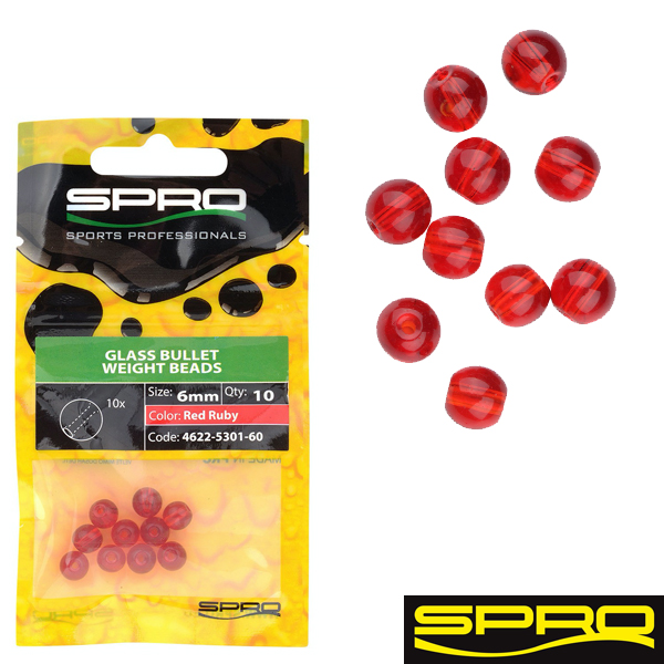 Spro Glass Bullet Weight Beads Red 4mm
