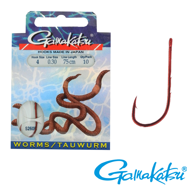 Gamakatsu Tauwurm Rot 75cm 0,35mm #2